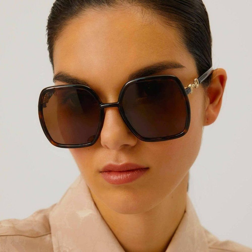 Gucci GG0890S 002 Sunglasses Dark Havana Brown Women - Picture 3 of 12